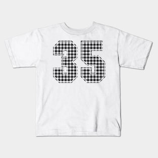 Plaid Number - 35 - Dark Kids T-Shirt